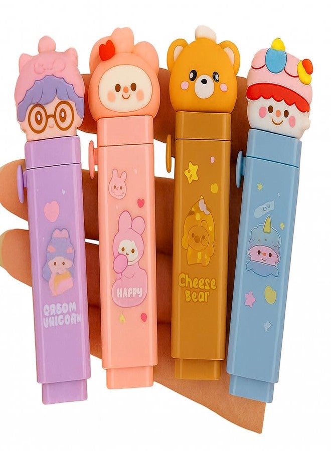 NVF مقلمة NVF برسومات كرتونية لطيفة مع مكان لتخزين الممحاة | علبة أدوات مكتبية إبداعية للأطفال والطلاب وكهدية | تصميمات حيوانات: دب، وحيد القرن، بطة، أرنب - Image 5